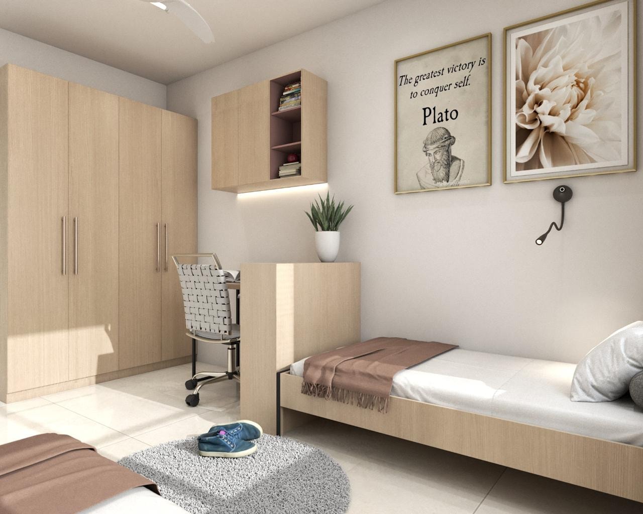 Double sharing room — wardrobe view